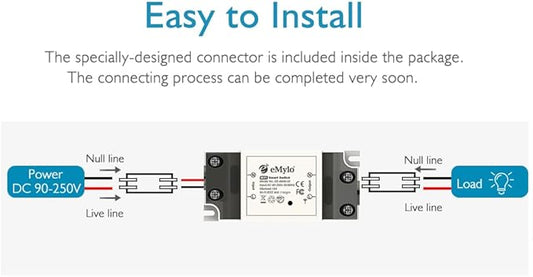 eMylo WiFi Smart Light Switch 1 Channel Wireless Relay Module Tuya Remote Control Timer Voice Control with Alexa Google Home No Hub Required AC 90-250V 10A White 1 Pack