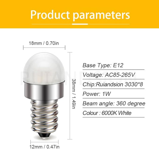Ruiandsion E12 LED Bulb 120V 230V White 3030 8SMD Chipsets No Stroboscopic Eye Protection E12 Screw Base for Atmosphere Spot Camping Light Pack of 10