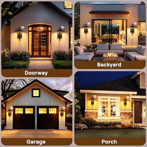 Dusk to Dawn Outdoor Wall Lights Modern LED Exterior Lighting Fixtures, 3000K 20W Outdoor Wall Sconce for Porch, Matte Black Outside Wall Mount Lights for Front Door House Garage 2 Pack