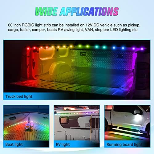 Nilight Truck Bed Light Strip RGB-IC LED Bar 3PCS 60 inch Cargo Lighting