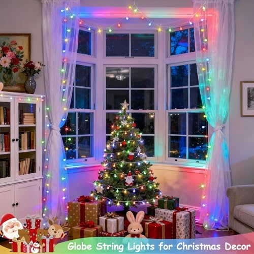 JMEXSUSS Multicolor 100 LED Globe Christmas Lights Indoor Plug in