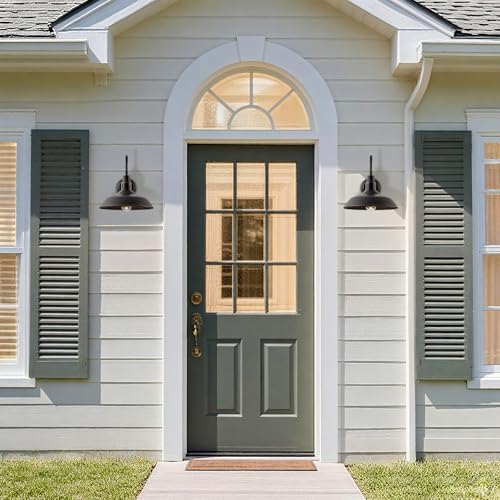 14in Outdoor Gooseneck Barn Light for Garage, 2 Pack Bronze Exterior Wall Lights Fixture for Porch, Outside Farmhouse Wall Sconce for Patio, Cabin, Entryway