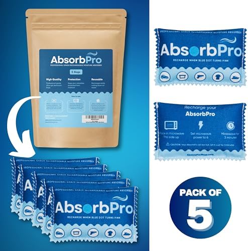 Absorb Pro Rechargeable Dehumidifier Bags 5-Pack, 100g Silica Gel