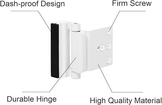 2 Pack Reinforcement Locks with 8 Screws, Childproof Night Lock Withstands 800 Lbs White