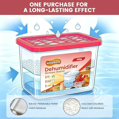 Wisesorb 3 Packs 16oz Moisture Absorbers, Dehumidifier with Fragrance & Portable Humidity Absorber Boxes for Bathroom (with Fragrance, 3x 450g)