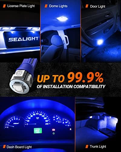 SEALIGHT 194 LED Bulbs, 168 W5W 2825 LED Bulb 6000K Brilliant Blue Super Bright Replacement for Dash Board Light, License Plate Light, Dome Light, Map Light,Courtesy Light (Pack of 10)