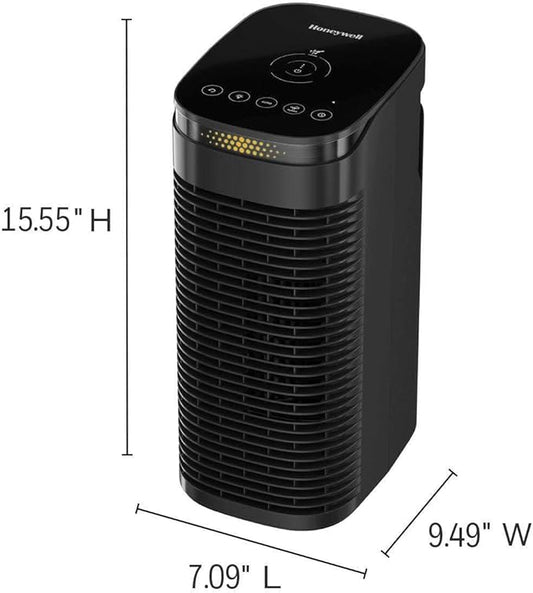 Honeywell InSight HEPA Air Purifier for Medium Rooms (100 sq ft). Allergen Reducer for Wildfire/Smoke, Pollen, Pet Dander & Dust. Air Quality Indicator and Auto Mode - Black, HPA080