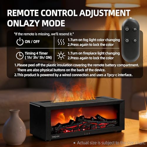 TMEHM Fireplace Flame Essential Oil Diffuser Humidifier, Aromatherapy