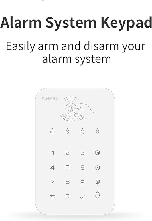 Keyboard for WiFi GSM Burglar Alarm System,Smart Home Alarm System Base Wireless 12 Pieces-kit,DIY Alarm System,Remote,Keypad,Compatible with Alexa,for House,Villa Apartment Security,White