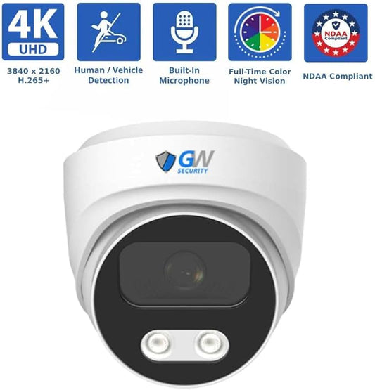 GW Security 16 Channel 12MP NVR 4K Security Camera System with 16 x 8MP PoE Spotlight Color Night Vision Outdoor/Indoor Microphone Dome Cameras, Smart AI Human/Vehicle Detection
