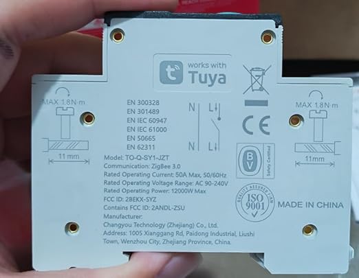 TONGOU ZigBee DIY Smart Switch 50A| DIN Rail Switch| 1P+N 90-240VAC| Real-time Power Monitoring| Remote Control and Set Timer for Home Automation| Support Tuya/Smart Life| Voice Control| FCC Certified