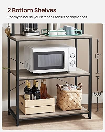 VASAGLE Coffee Bar, 31.5 Inches 6-Tier Baker's Rack with 6 Hooks