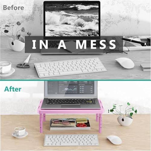 WALI Computer Monitor Stand for Desk, Adjustable Laptop Riser, up to 44 lbs