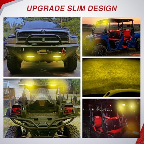 Nilight Slim LED Light Bar 2 PCS Yellow 7 Inch Single Row 16LEDs