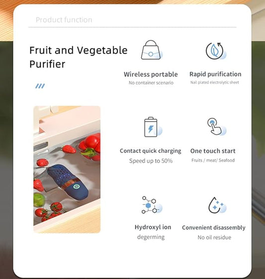 Fruit and Vegetable Washing Machine, Aqua Pure Fruit Cleaner Device, Fruit Purifier with OH-ion Purification Technology 250min Working Time Wireless Charging for Cleaning Fruit,Vegetable,Meat (Yellow)