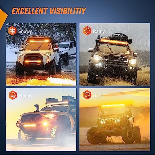 Nilight Led Light Bar Amber 51 Inch 250W Super Slim Spot Flood Combo 24500LM 3D Driving Fog Off Road Lights for Trucks Pickup SUV ATV UTV Boat 4x4 Van Camper-2 Style Mounting