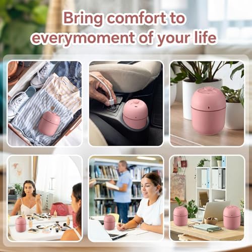 Hortsun 6 Pcs Mini Humidifiers, 220ml Humidifier for Plant,Pink