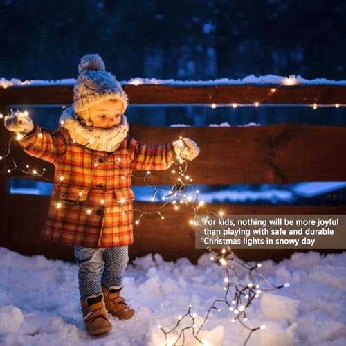Connectable 42Ft 100LED Christmas String Lights Outdoor Indoor, Warm White