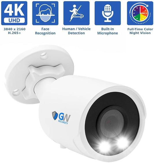 GW 4K Outdoor/Indoor Face Recognition/Human/Vehicle Detection AI Security Camera System, 16 Channel 12MP PoE NVR, 16 x 4K UltraHD Smart AI IP Microphone Bullet Camera, 24-7 Video & Audio Recording