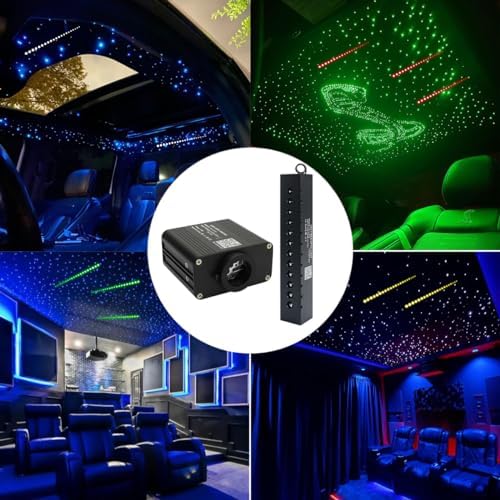 AZIMOM 16W Twinkle & Sound Activate 550pcs*0.03in*9.8ft Fiber Optic Starlight Headliner Kits+RGB Meteor Shooting Star,APP& Remote Control Light Engine End Glow Fiber Strands Home Car Ceiling Décor