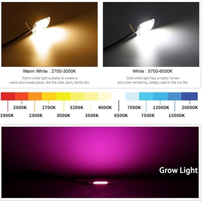 Indoor Lighting, Pack of 1, DIY LED COB Chip Diode AC110V 10W/20W/30W/50W, Full Spectrum Grow Plant Light Smart IC No Need Driver(Grow Light,110V 30w)