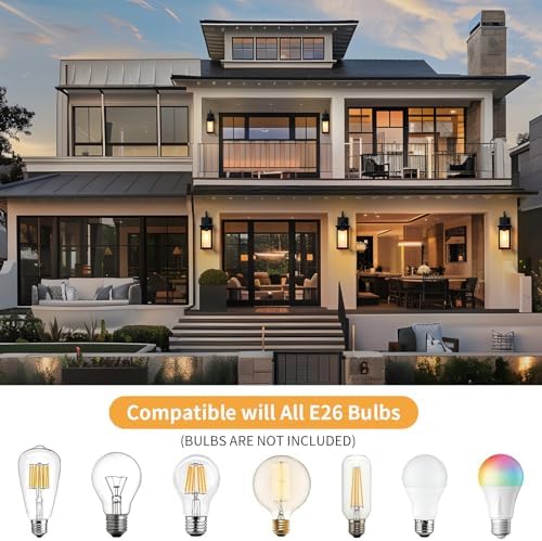 17" Large Outdoor Wall Lights for House 2-Pack, Matte Black