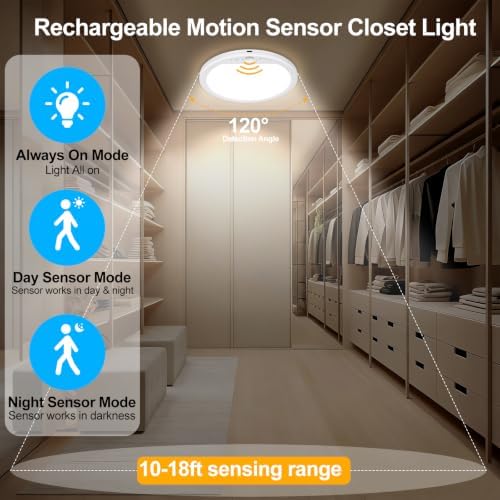 OSIDEN Rechargeable Motion Sensor Ceiling Light with Remote