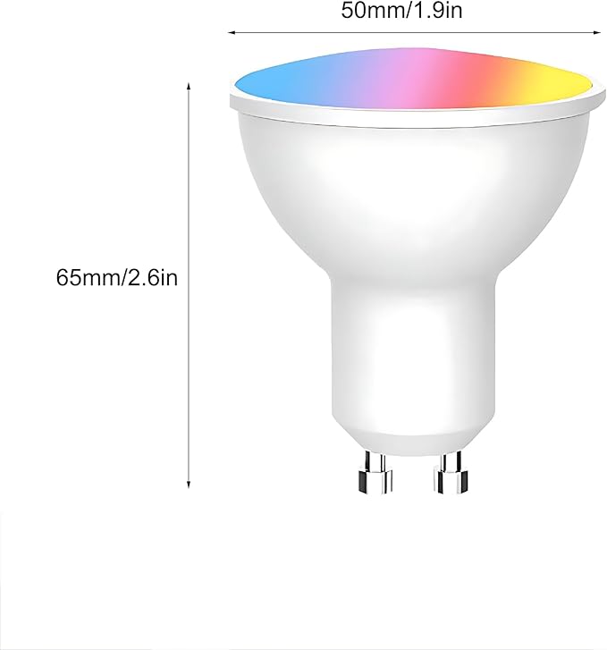 2 Pack Smart Gu10 LED Bulbs RGB Color Changing 5W Adjustable 16 Million Color and Music Sync Compatible with Alexa Google Home Tuya Smart Life App Control 2.4Ghz WiFi