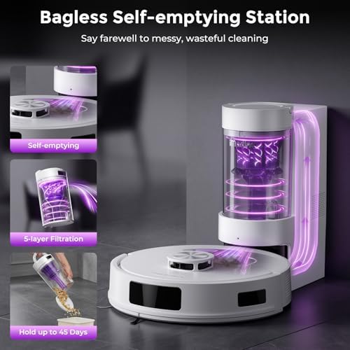 Robot Vacuum and Mop Combo, Robot Vacuum Cleaner with Bagless Self Emptying Station, 18000Pa Suction, LiDAR Navigation, ideal for Pet Hair, Carpet & Hard Floor, Compatible with App/Alexa/Voice Control