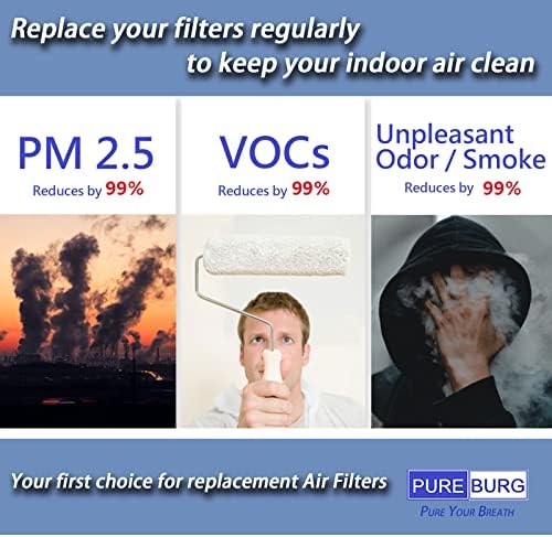 PUREBURG Replacement Filter Compatible with Smart Air SA600 Air Purifier, 2-Pack H13 True HEPA & Activated Carbon Filter For Air Clean Dust VOCs Odor
