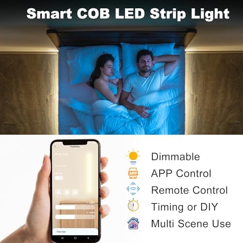 DAYBETTER COB LED Strip Lights,LED Lights for Bedroom 32.8ft,Natural White
