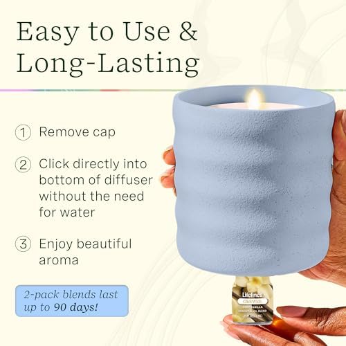Lifelines Flameless Candle Diffuser with 2 Clickwick Essential Oil Blends