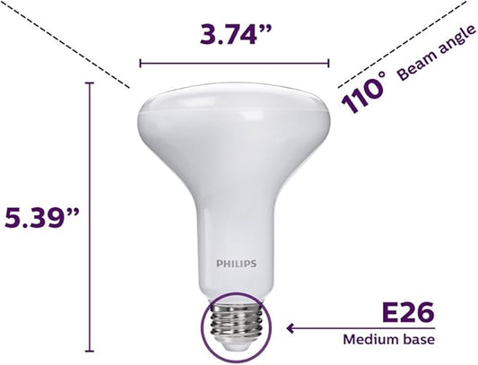 Philips LED Dimmable BR30 Soft White Light Bulb with Warm Glow Effect 650-Lumen, 2700-2200-Kelvin, 9-Watt (65-Watt Equivalent), E26 Base, Frosted, 1-Pack
