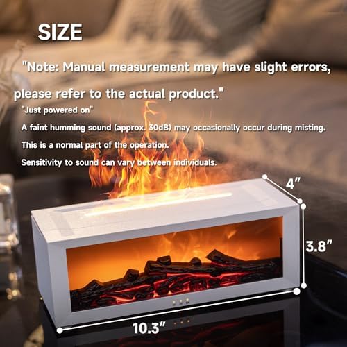 TMEHM Fireplace Flame Essential Oil Diffuser Humidifier, Aromatherapy