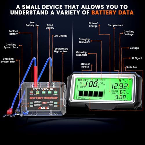 ANCEL BM200 PRO 12V Car Battery Monitor, 433MHz Wireless Battery Tester