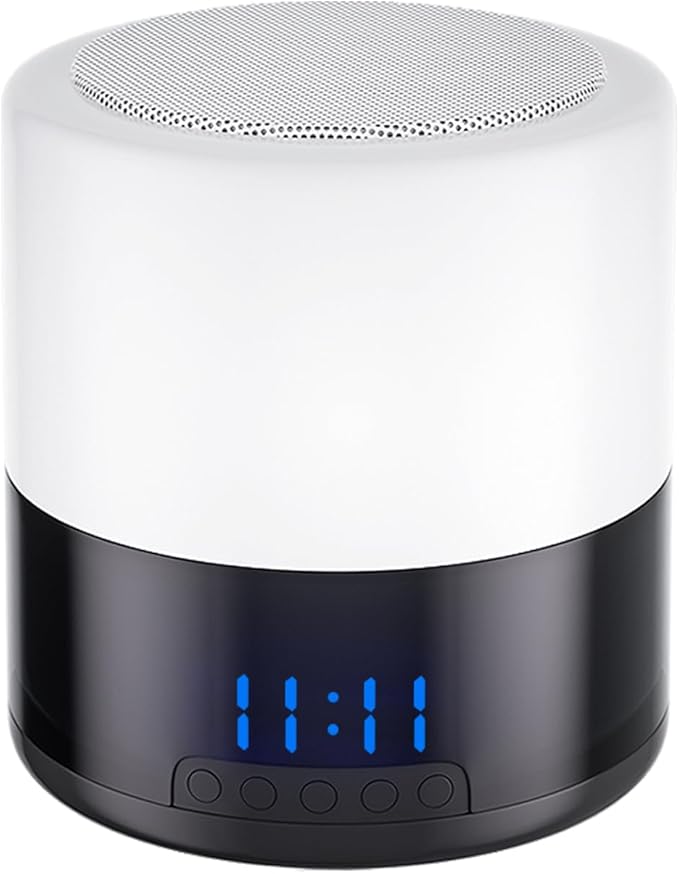 Security Camera Indoor for Home - Bluetooth Speaker - Homekit Camera - 1080P Clock Camera with 160°Rotating Viewing Angle - Night Light - AI Motion Detection