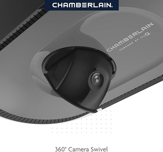 Chamberlain B4643T Smart Built in Camera-myQ Smartphone Controlled-Ultra Quiet, Strong Belt Drive, Blue Garage Door Opener