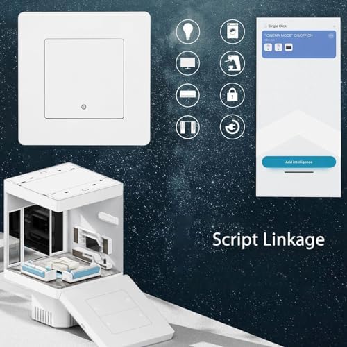 1 Way Smart Scene Switch Timing Controller Remote Control AC 100-240V for Light Curtain Grey Compatible with Smart Home Systems (White)