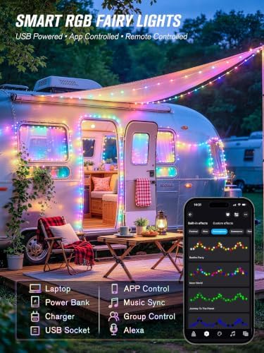 JMEXSUSS Smart RGB Fairy Lights, 33FT 100 LED Color Changing String Lights
