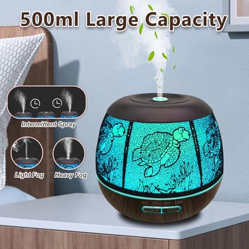 500ml Metal Turtle Essential Oil Diffuser, Cute Hollowed-Out Humidifier