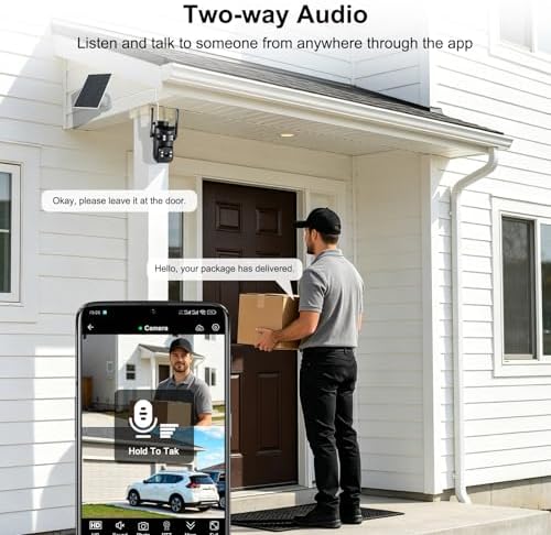 8MP 6K Triple Lens Solar Security Camera Outdoor, 5GHz/2.4GHz WiFi Wireless PTZ Camera, Color Night Vision, Auto Human Tracking, Two-Way Audio,IP66 Weatherproof Home Surveillance Cam