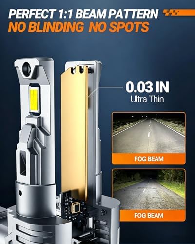 SEALIGHT 9005 H11 LED Bulbs Combo, 100000LM 10X Super Bright 6500K White, HB3 H8/H9/H16 Fog, 1:1 Real Size Plug-N-Play Pack of 4