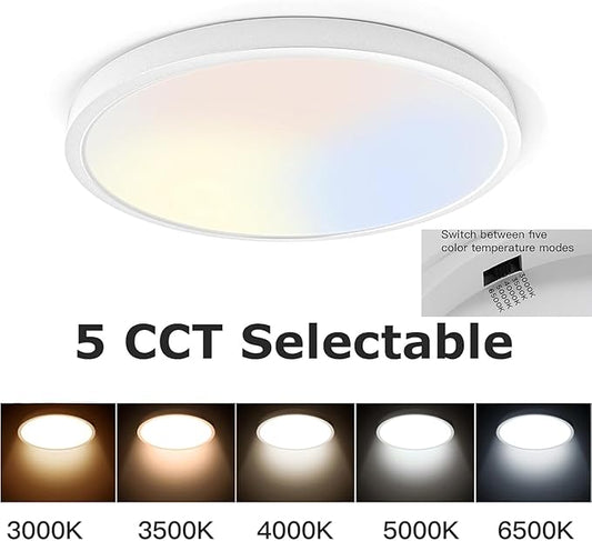 TALOYA 2 Pack Flush Mount LED Ceiling Light (Milk White Shell), 15.8 Inch, Equivalent to Traditional 240W Bulb Light for Kitchen Bedroom Utility Closet Room,5 in 1(3000k/3500k/4000k/5000k/6500k)