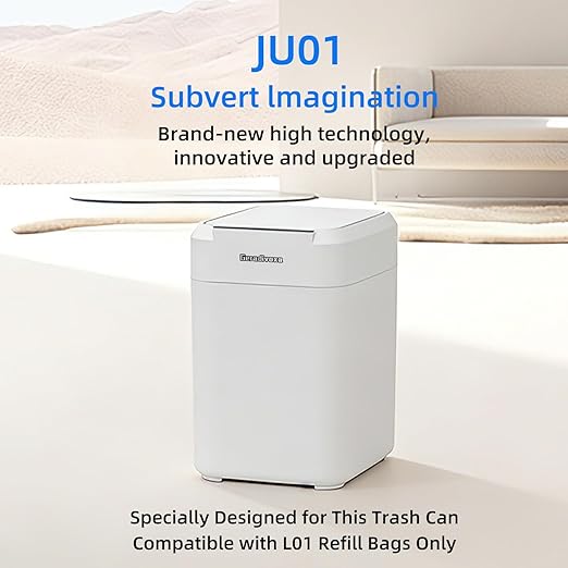 4.5 Gallon Smart Self-Sealing & Self-Changing Trash Can, 17L Automatic Motion Sensor Garbage Bin with Lid, Touchless Electric Wastebasket for Bathroom, Bedroom, and Office - White
