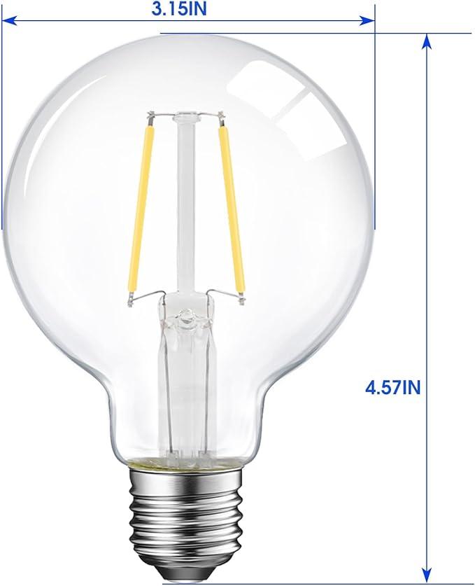 E ENERGETIC LIGHTING Dimmable LED Edison Light Bulb, G25 (G80) 500LM Globe Bulb, 60W Equivalent, 4000K Cool White, Christmas Light, E26 Standard Base, ETL Listed, 6-Pack