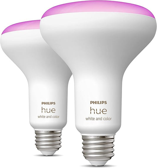 Philips Hue (1) Black Tap Dial Light Switch with (2) Smart 85W BR30 LED Bulb, White and Color Ambiance Color-Changing Light, 1200LM, E26 - Requires Bridge - Control with Hue App or Voice Assistant