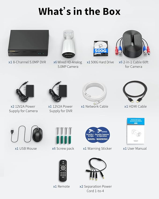 《5MP Super HD & 80ft IR Night Vision》Wired Security Camera System Outdoor, IP67 Waterproof CCTV Cameras Systems with AI Human Detection, Home Video Surveillance DVR Kits