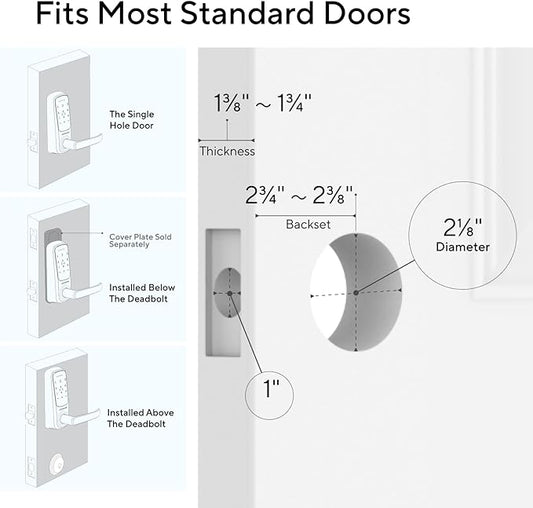 ULTRALOQ Latch 5 World's First Built-in WiFi Smart Lock with NFC, 5-in-1 Keyless Entry with App Control, Smart Door Handle Lock with Touch Digital Keypad, Satin Nickel