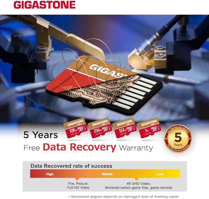 【for Switch 1 Only】 GIGASTONE 1TB Micro SD Card, 4K Game Pro MAX, Memory Card for Gaming Console, Action Camera, UHD Video, up to 170/140 MB/s, UHS-I U3 A2 V30 C10【5-Years Data Recovery】