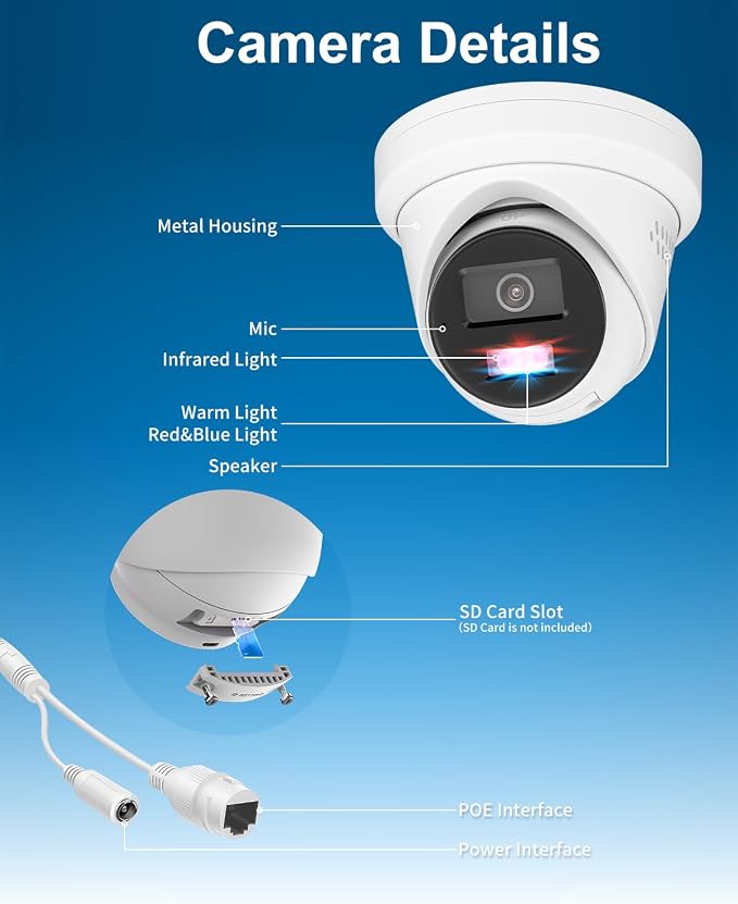 Anpviz 8MP 4K Turret Wired PoE IP Security Camera Metal Outdoor